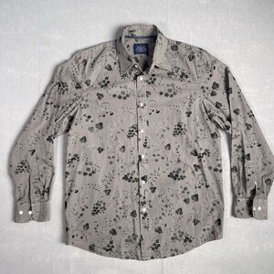 Indigo Palms Casual Dress Shirt Men Medium Button Front Beige‎ Velvet Textured